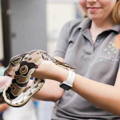 Central Library -Image of a woman holding a snake