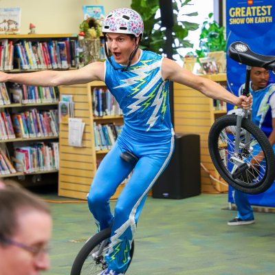 Haskett Branch Image of a man on a unicycle